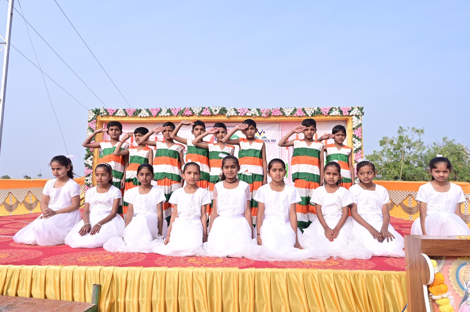 Students with Flag